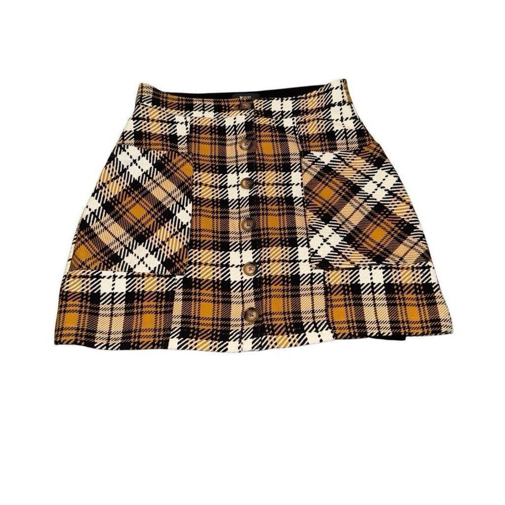 Maeve Anthropologie Plaid Mini Skirt Size 10 Button Front Academia NWT